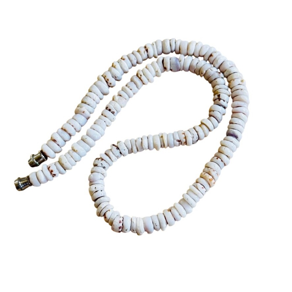 VTG Hawaiian Tiger Puka Shell Necklace Surfer 15" Beads Genuine Beads 25g Hawaii
